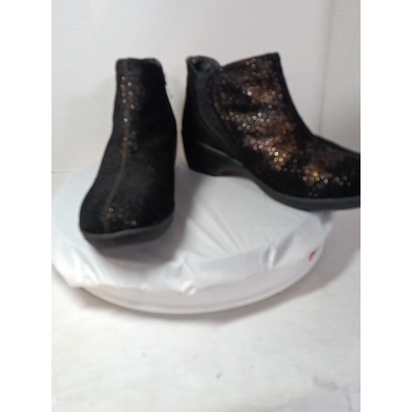 Skechers Womens Ankle Boots Booties Black Leather Sparkle Pull Ons 8 - Picture 6 of 8